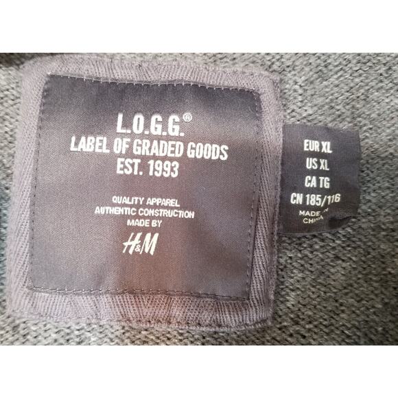 H&M L.O.G.G Men's Career Grey Lightweight Cardigan Button Front Sweater Size XL - Picture 5 of 6